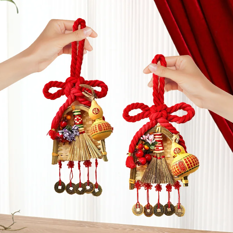 هووسورمينغ مكنسة مجرفة قلادة مقبض الباب الديكور الصينية عقدة جديد ديكور المنزل حفل لوازم #3