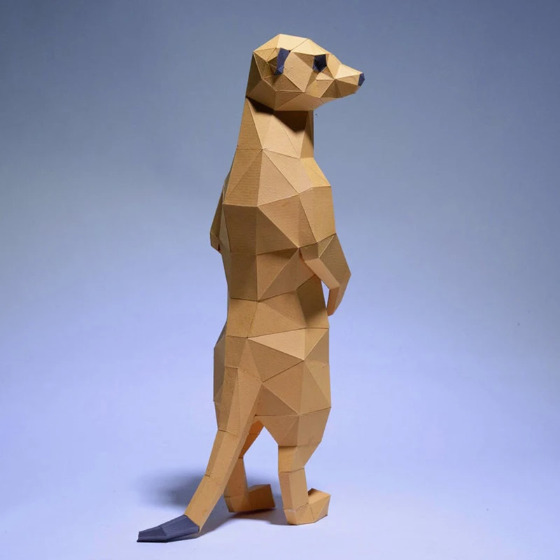 Suricats suricate animal modelo de papel decoração para casa quarto ornamento mesa decoração papercraft 3d diy feito à mão brinquedos educativos