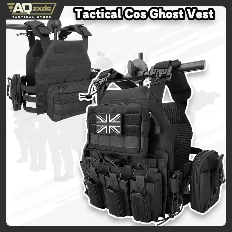 AQzxdc Outdoor Tactical Vest Ghost Cos Comic Exhibition Props Equipment Breathable JPC Multifunctional Vest for Wargame Cosplay