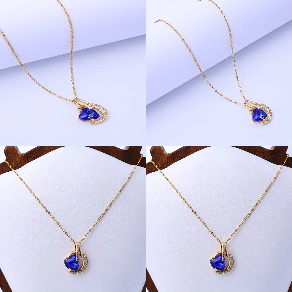 

European and American cross-border little devil moon necklace stainless steel full diamond five-pointed star clavicle chain nich