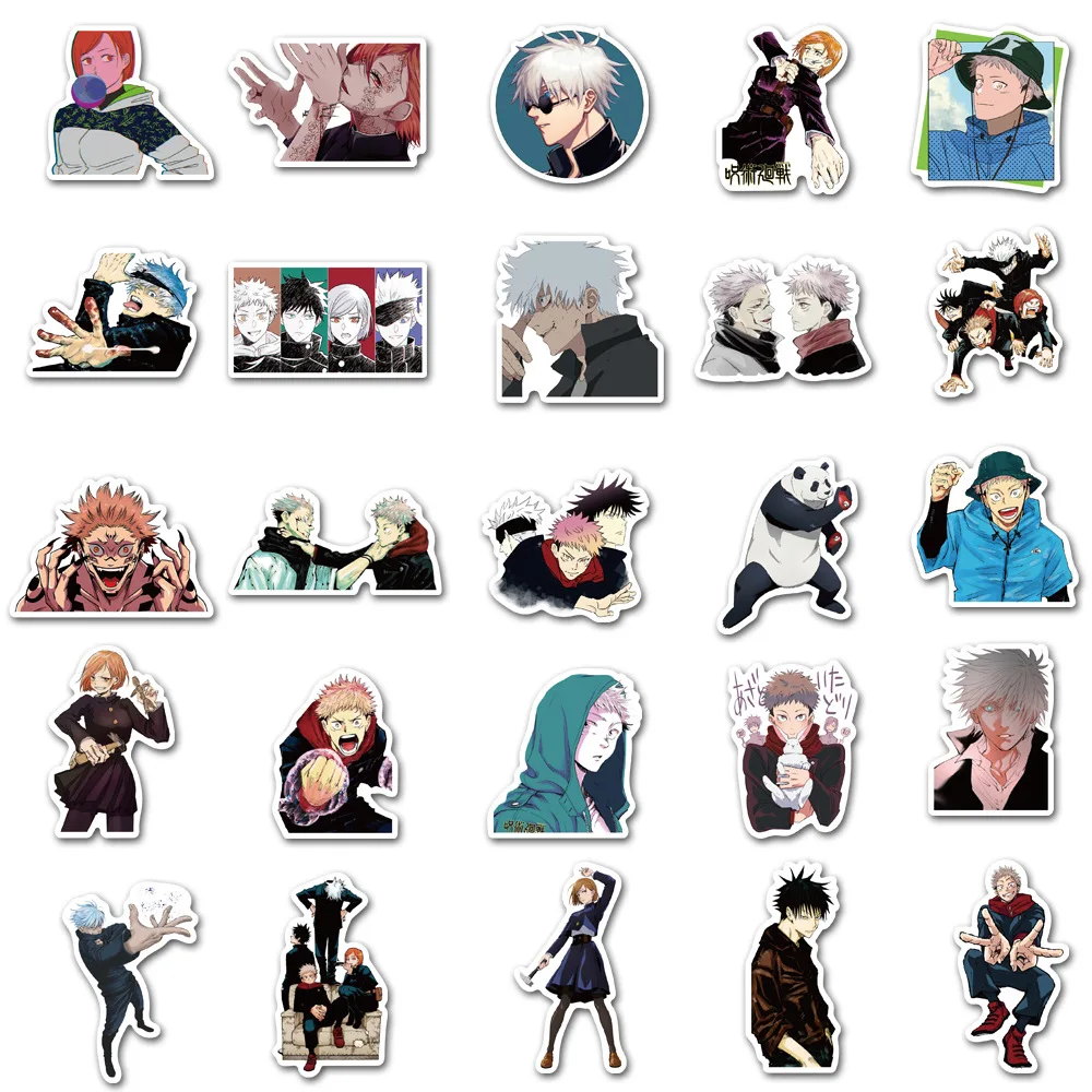 50Pcs Cartoon Jujutsu Kaisen Stickers DIY Laptop Skateboard Kids Cool Sticker Itadori Yuji Satoru Gojo Anime Decal Toys - view 4