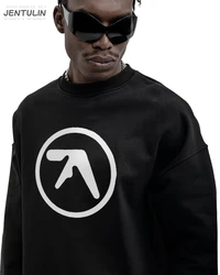 Punk Aphex Twin Print Sweatshirts Oversize Hip Hop Pullover Men Streetwear Harajuku Hoodies Goth Hooded Tops Winter Clothing Y2k