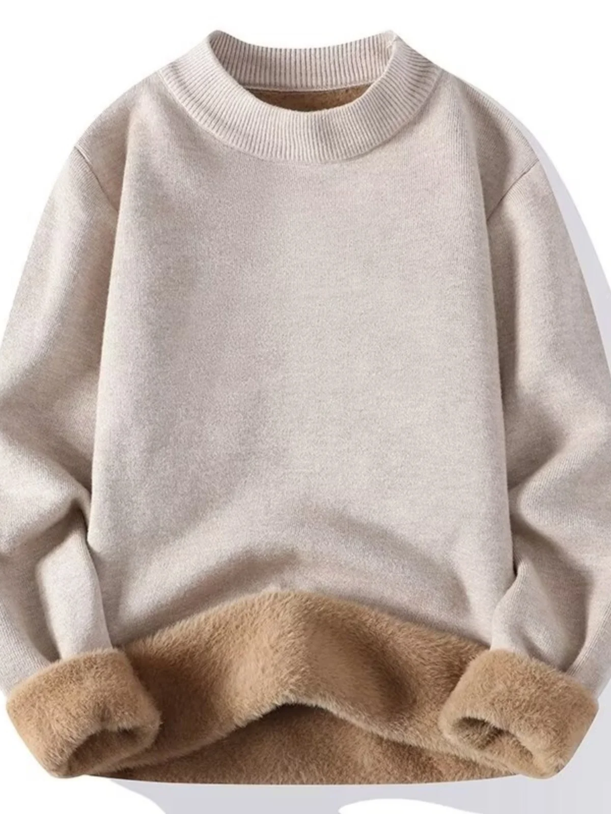 

Thiened Fce Warm Knitted Sweater Men's High Collar round Ne Pullover Inner Wear Top for Winter Color Base irt