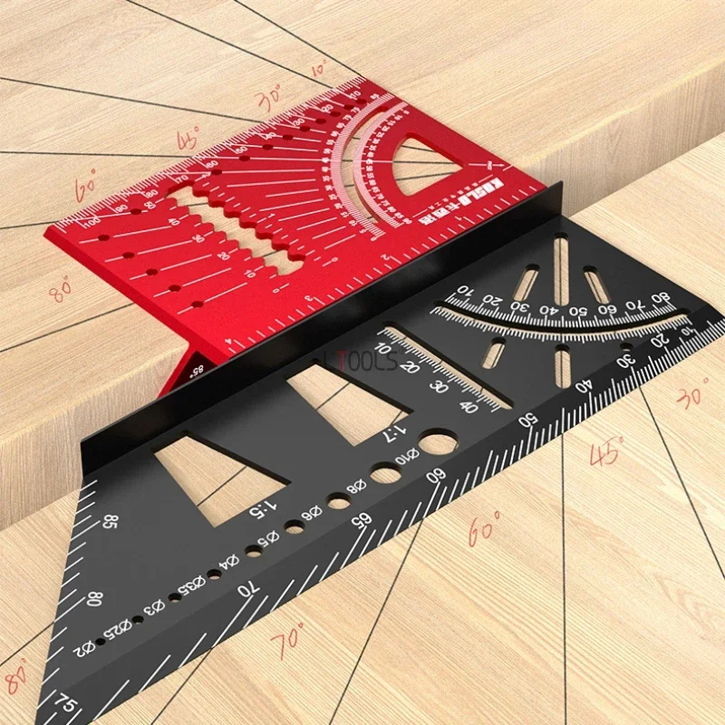 Woodworking Square Size Measure Ruler 45/90 Degree Angle T Ruler 3D Mitre Angle Measuring Template Tool  Measuring Timber Pipes