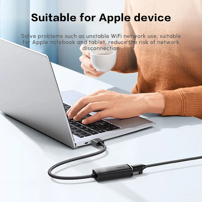 UGREEN USB2.0-이더넷 어댑터, 100Mbps 네트워크 어댑터, 노트북 PC용 RJ45 유선 LAN 인터넷 어댑터