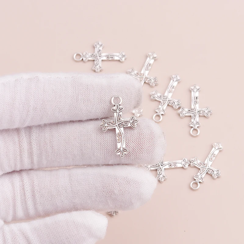 Leslie 20 stücke Legierung Kreuz bezaubert religiöse Kruzifix Anhänger für DIY Schmuck machen Accessoires hand gefertigte Ohrringe Halsketten – Detail 4