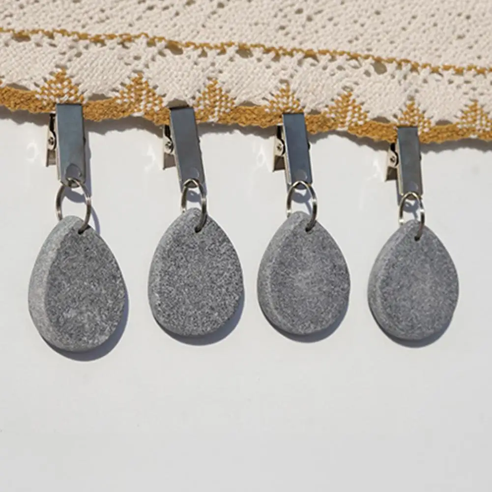 Windproof Marble Teardrop Tablecloth Weights With Metal Clips Decorative Table Cover Weight Natural Materials