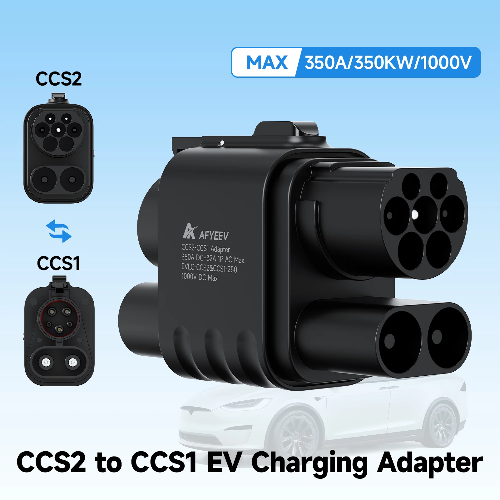CCS2 to CCS1 Adapter DC+AC Combined 350A 350KW Max EV Fast Charging Convertor CCS Combo 2 to Combo 1 for Electric Car