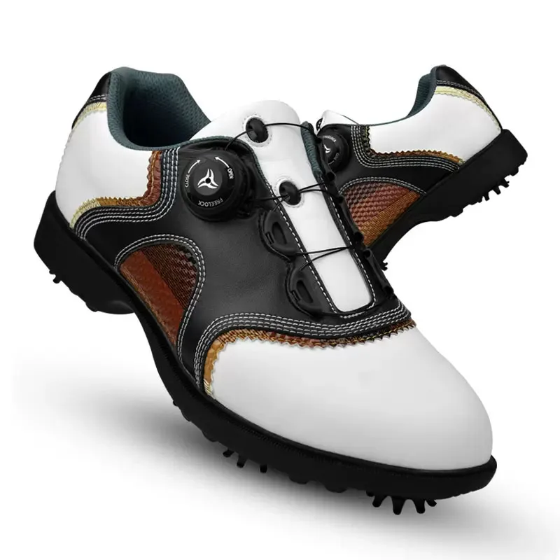 

High-quality Golf Shoes Men Waterproof Leather Knob Quick Lacing Movable Nail Shoes Non-slip Sneakers Comfortable Golf Footwear