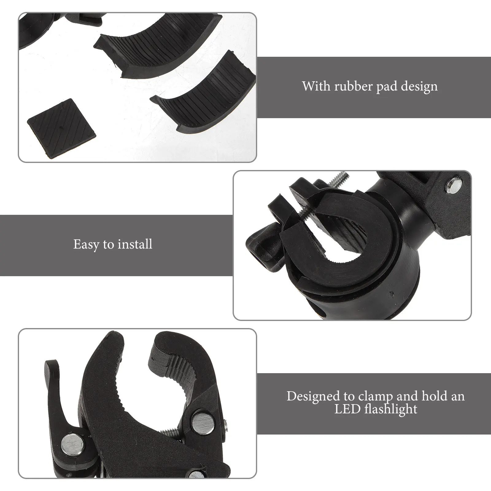 

2Pcs Bicycle Flashlight Holder Strong Plastic Mount for Handlebar 360 Rotatable Bike Light Clip Non-Slip Fixing Convenient Night