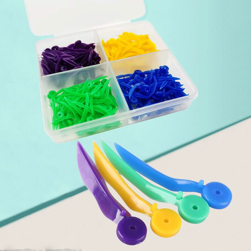 

Стоматологический пластиковый клин, 4 размера, 200 шт., коробка с отверстием, одноразовые клинья для зубов для реставрации зубного наполнения