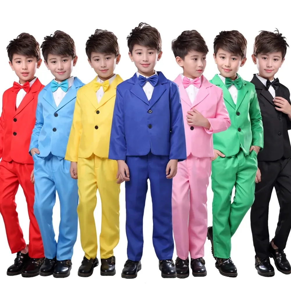 LOlanta 5Pcs Kids Boys Plain Suit Formal Attire Gentleman Blazer Clothing Set for Birthday Party Wedding