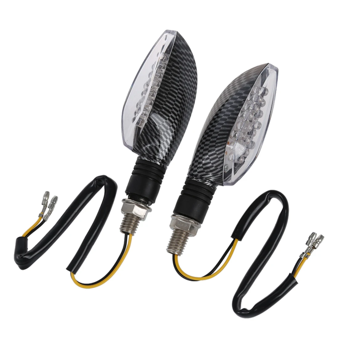 

A13Z-2Pcs 12V Carbon Motorcycle Motorbike LED Turn Signal Indicator Light Yellow Bulb