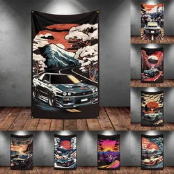 3x5Ft JDM Racing Car 4 Flag Polyester Digital Printing Tuning Cars Banner For Decoration