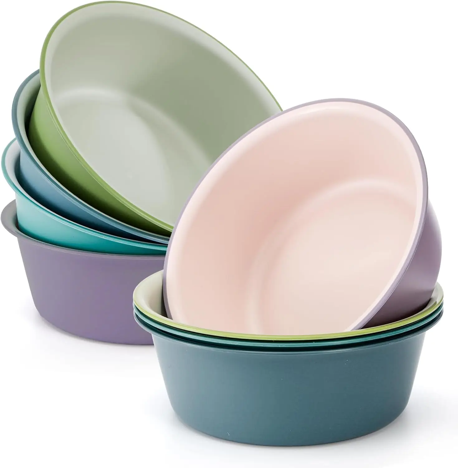 

8-Piece Round Plastic Wash Basins, 5-Quart Portable Stackable Tubs for Kitchen, Camping, and Laundry