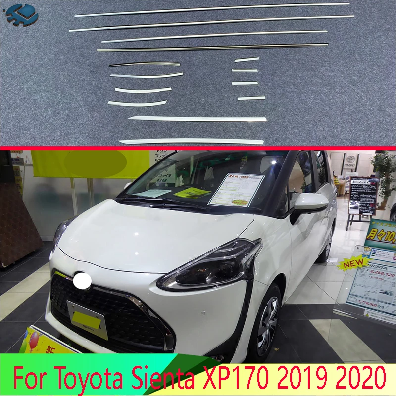 For Toyota Sienta XP170 2019 2020 Car Accessories Body Styling Stick Stainless Steel Window Garnish Window Strip Trim