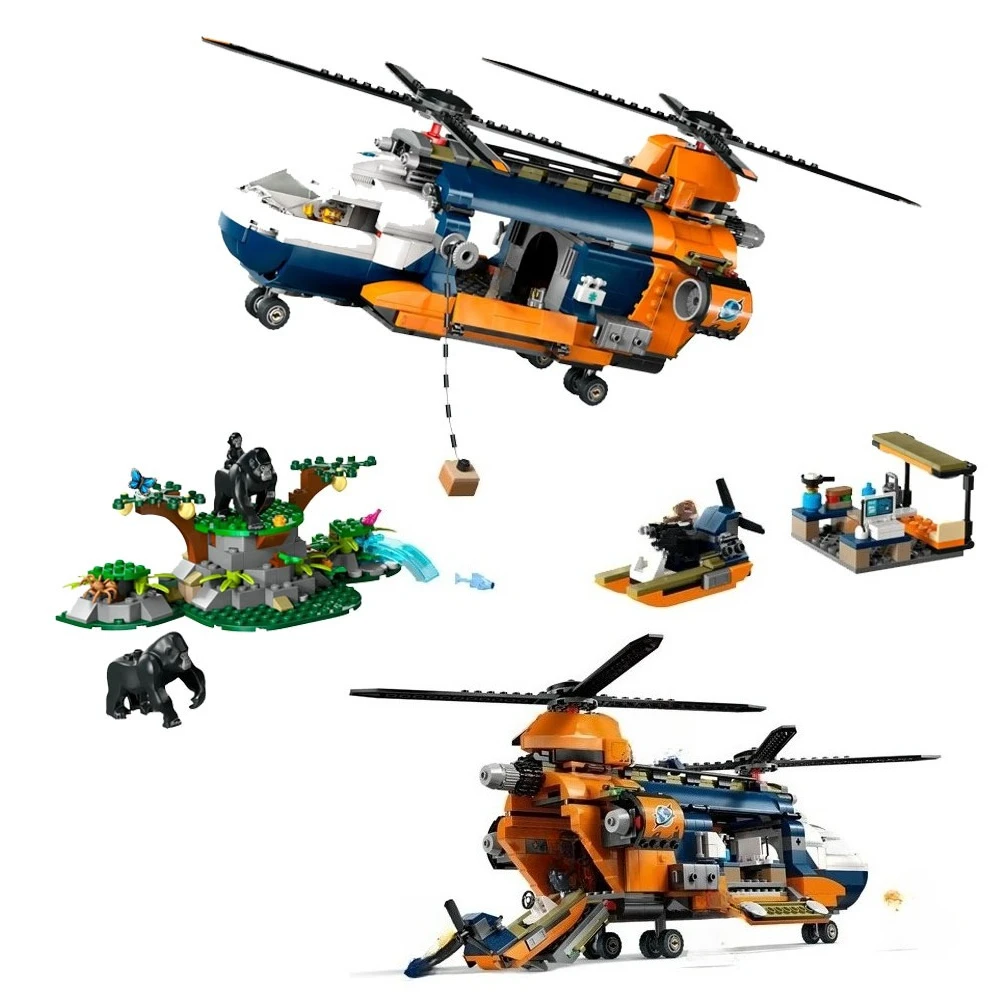

Набор для сборки вертолета-исследователя городских джунглей (881 деталь) с базовым лагерем, конструктор для детей и взрослых