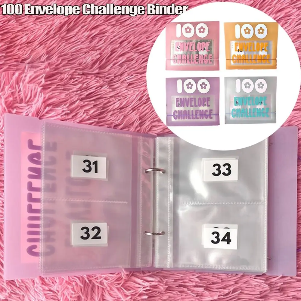 PVC 100 Envelope Challenge Binder Saving Challenge Labeled Slots A5 Binder Sleeve Cash Envelopes Money Saving Binder