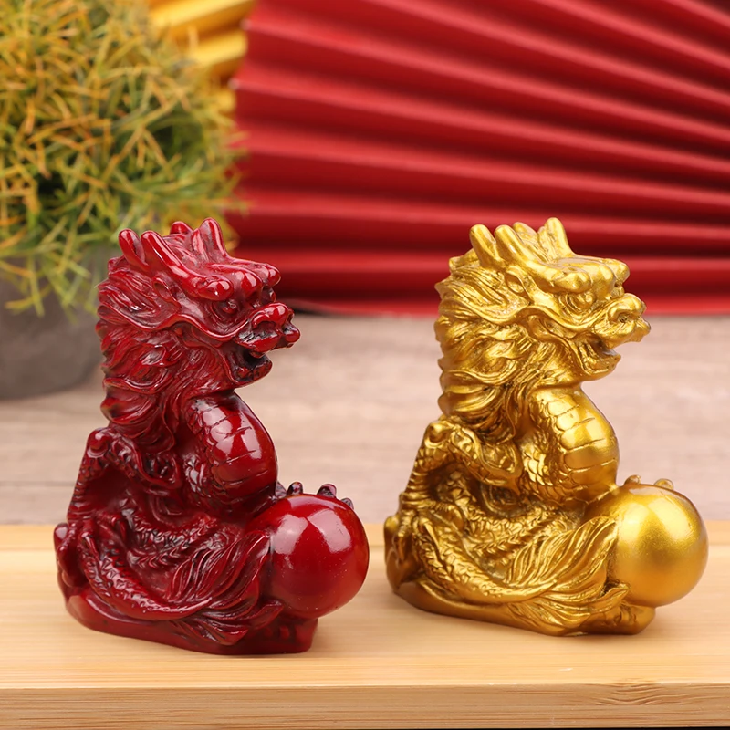 2024 Year Of The Dragon Ornaments Mini Zodiac Dragon Statue Figurines Attract Wealth & Good Luck Gift Home Decor