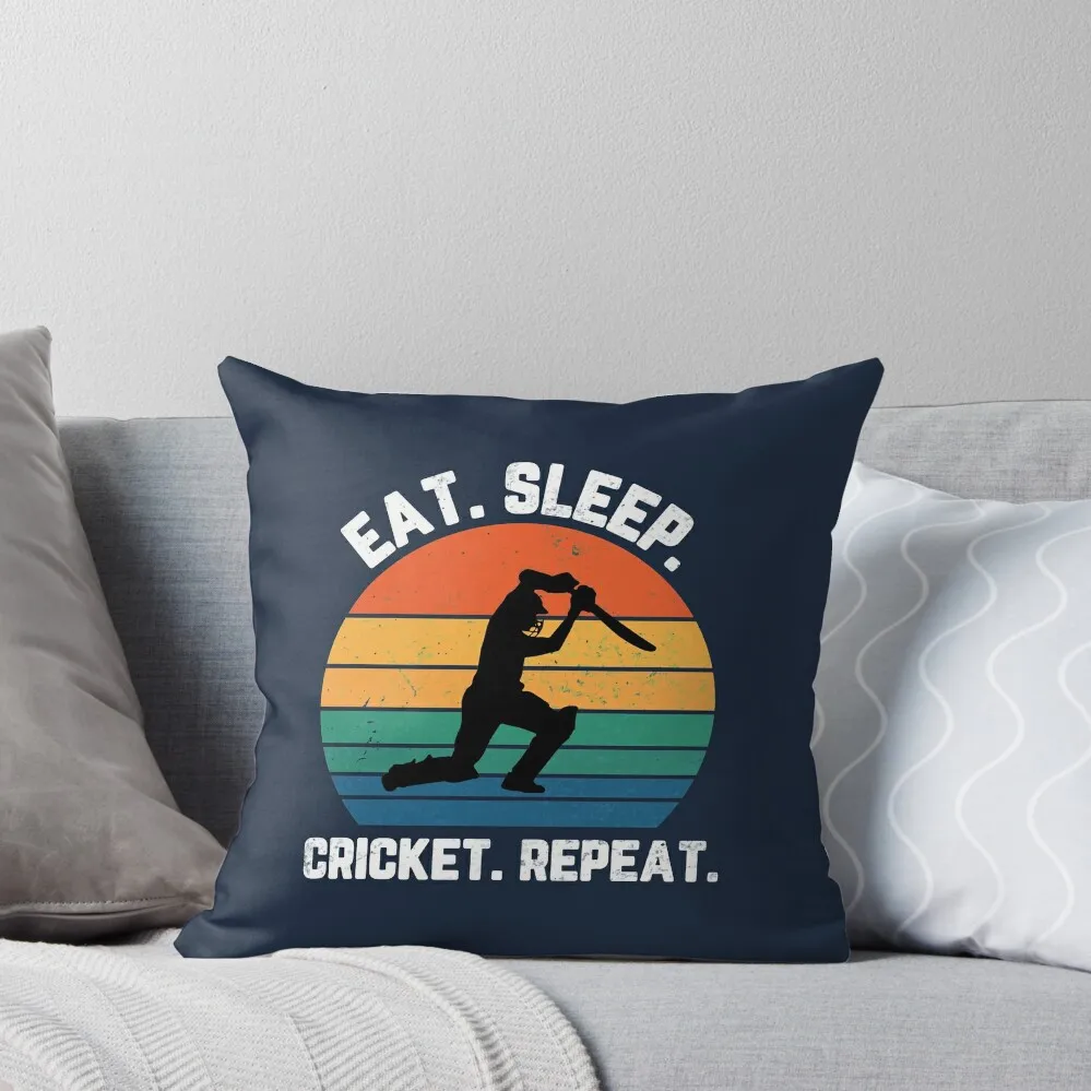 

Eat Sleep Cricket Repeat Sunset White Text Throw Pillow Christmas Pillow Covers Covers For Sofas pillow