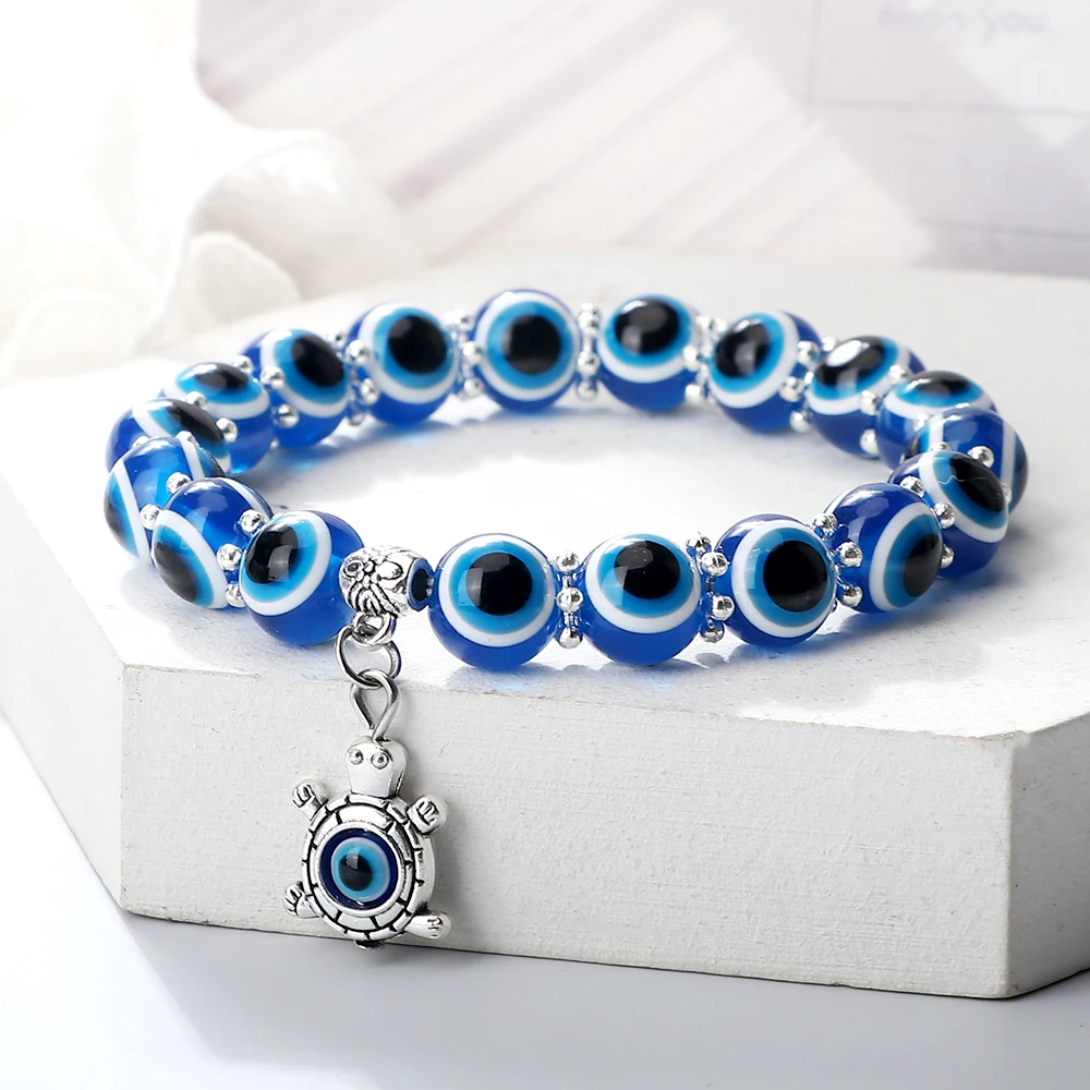 Bohemian Evil Eye Bracelets For Men Women Negative Energy Beaded Bracelet Elastic Rope Bangles Friendhsip Handmade Lucky Jewelry