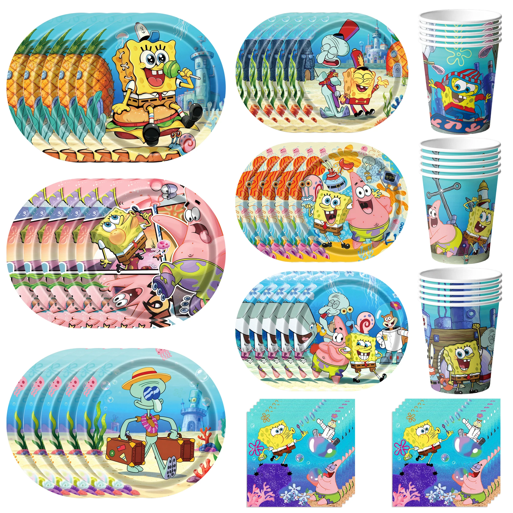 

Набор для дня рождения Спанч Боб из 120 предметов: тарелки, салфетки, стаканы для детских праздников