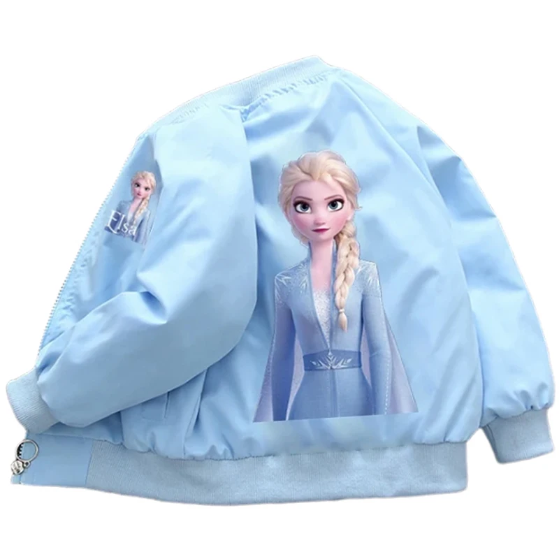 2024 New Spring Autumn Baby Girls Frozen Elsa Jacket Coats Kids Cartoon Fashion Zipper Outerwear Children Clothing Birthday Gift