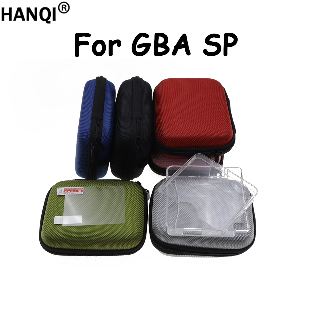 1Set Carrying Pouch Bag & Screen Protector Film For GBA SP Game Console, Clear Protective Cover Shell Housing Storage Case Box