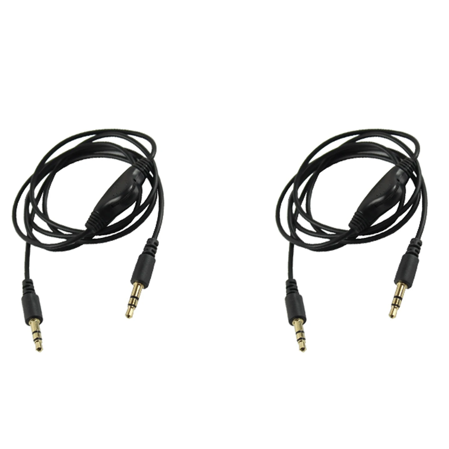 4Pcs 3.5Mm M/M Stereo Headphone Audio Extension Cable Cord With Volume Control Black