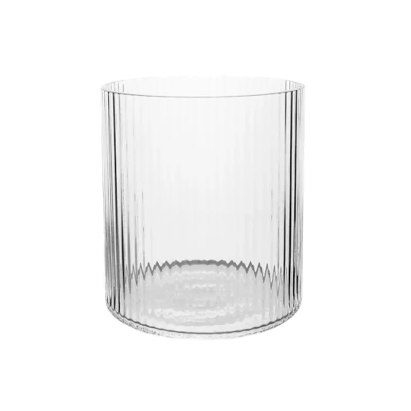 Nordic Ribbed Glass Cup 300ml 10oz 400ml 13oz Heat Resistant Straight Striped Glass Iced Latte Japanese Vertical Coffee Mug 1 PC