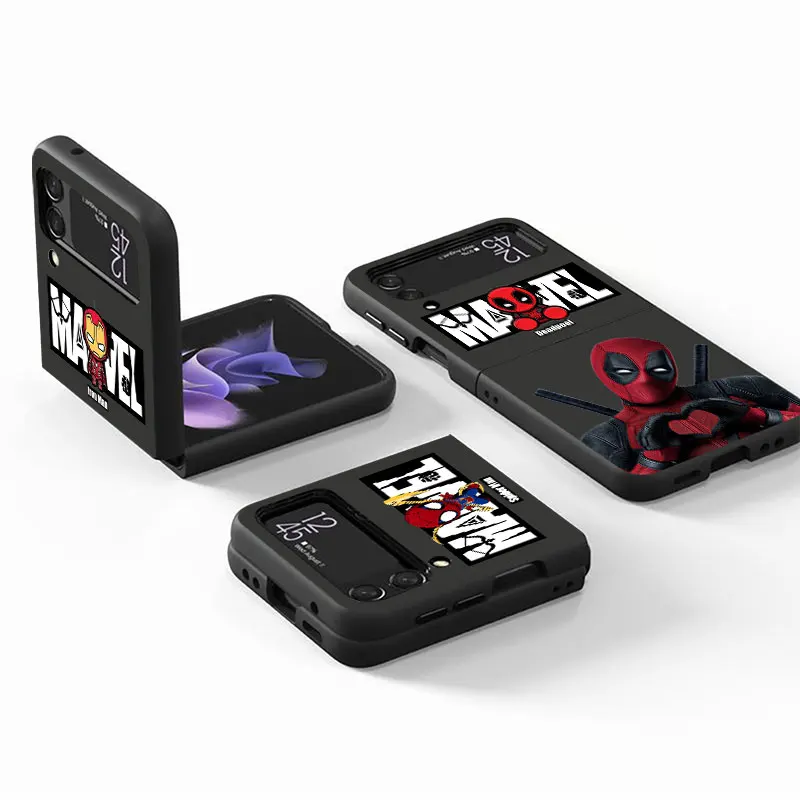 Etui na telefon Samsung Galaxy ZFlip5 Z klapką 3 5G ZFlip Z klapką 4 Flip4 Flip3 zflip Marvel Deadpool Spiderman czarna obudowa