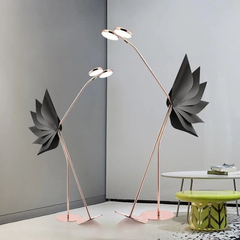 

Nordic Personality Fashion Creative Flamingo LED Floor Lamp Suitable For Family Bedroom Living Room Study Hotel Standing Lights