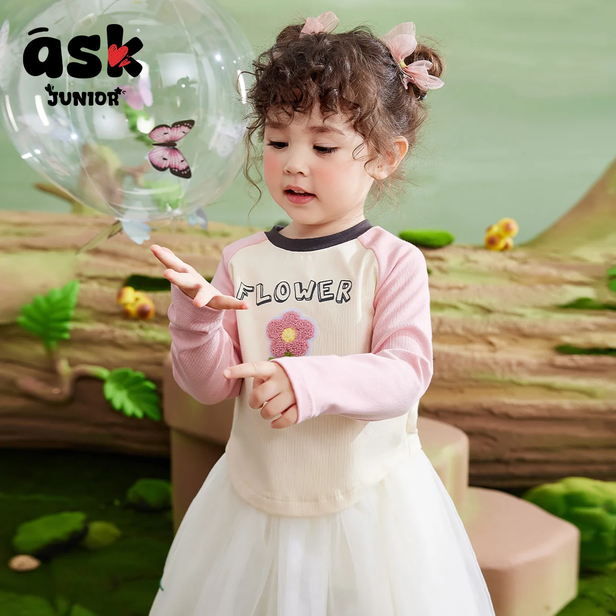 

Ask Junior Children Autumn Girls Contrasting Colors Cute Cake Long Sleeve T-shirt
