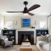 52-Zoll-Deckenventilator im amerikanischen Stil mit hellen Ventilatorflügeln aus echtem Holz, 3-farbig dimmbar, ideal für Wohnzimmer oder Balkon 6