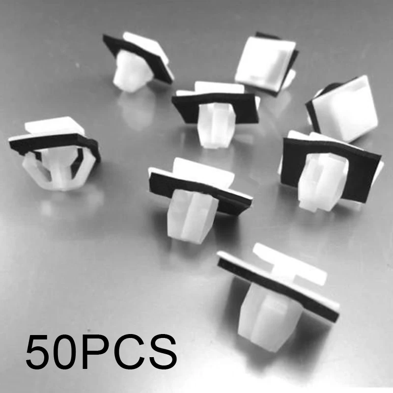 50PC Car Moulding Clips Nylon Door Trim Clamp Rocker Panel Retainer Clip With Sealer For Hyundai 87756-2E000 Auto Fastener Clips
