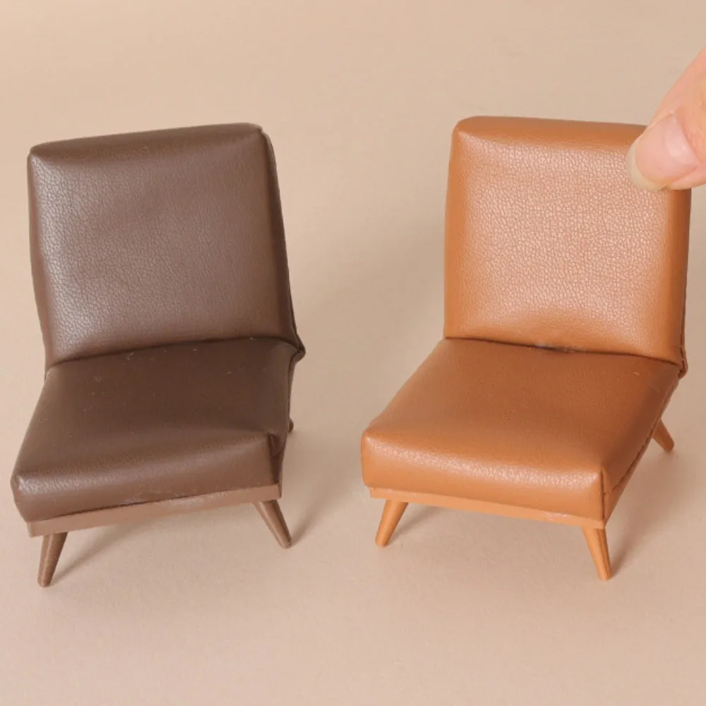 Mini 1/12 Dollhouse Sofa Chair Multicolors Plastic Foldable Beach Chair Model 9.4*4.8*5cm Single Leather Sofa Model