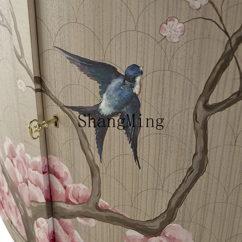 CL Hand Painted Semicircular Entrance Cabinet Villa Entrance Hall Partition Decorative Cabinet
