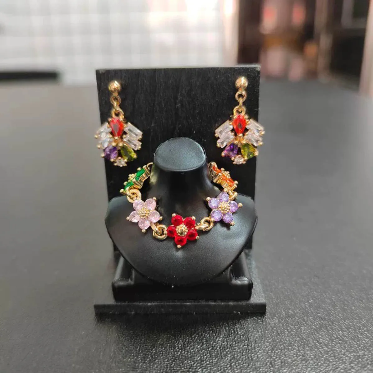 

1/6 Supermodel Doll Jewellery Accessories Luxury Colorful Plum Blossom Diamond Necklace+Earrings For 30cm Princess Doll Dress Up