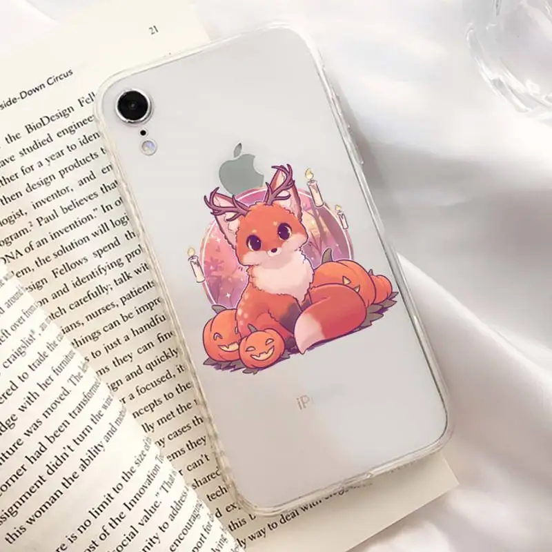 YNDFCNB Cartoon Fox Phone Case for iPhone 11 12 13 mini pro XS MAX 8 7 6 6S Plus X 5S SE 2020 XR clear case