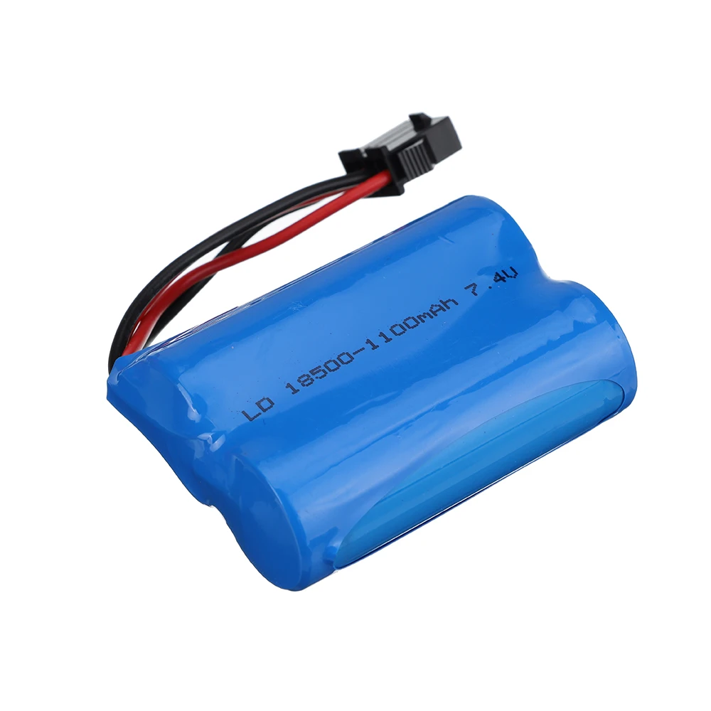 RC Battery 18500 7.4V Li-ion Battery For UDI001 HQ960 HJ808 HJ813 Remote Control Boat, with SM-4P Plug 7.4V 1100mah Batteries