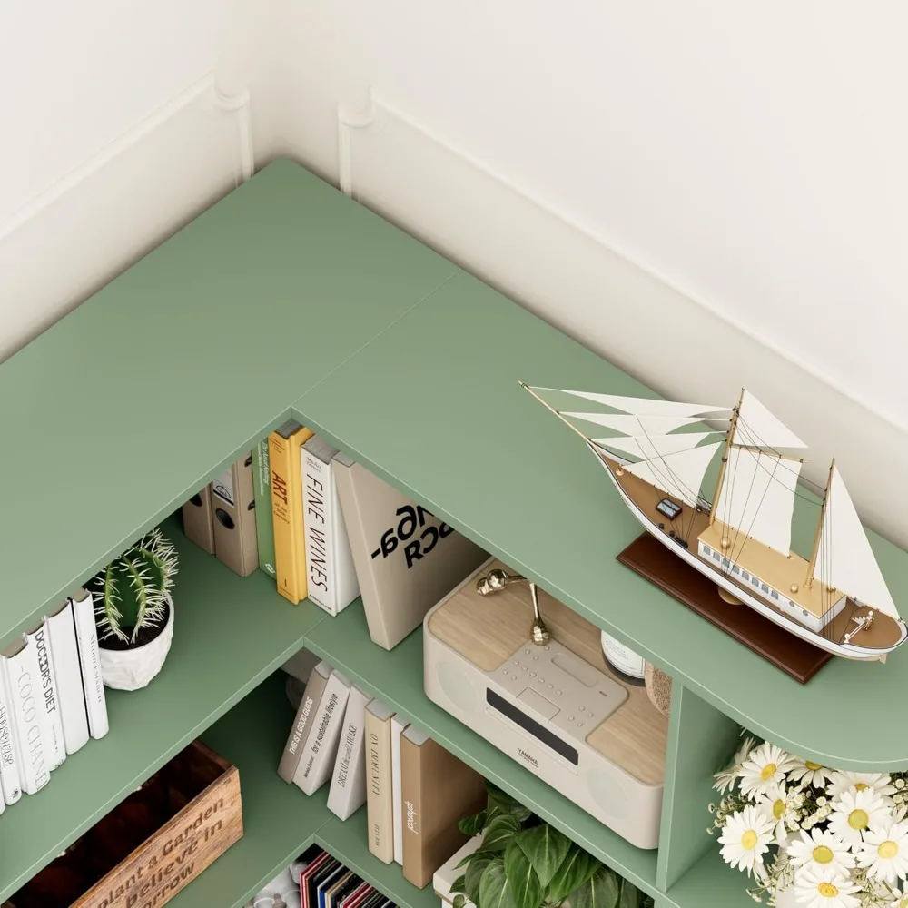 6-Tier Tall Corner Bookshelf with Open Storage, Wooden 74 High Bookcase for Home Organization and Storage Solutions image 5
