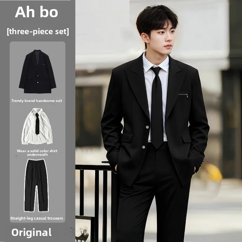 

Best Man Suit Set Wedding Brother Outfit Men's Engagement Tee-piece Suit Profional Autumn Winter om Wedding Western Suit