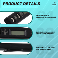 B17CB Digital Test Pencil Screwdriver Probe Light Voltage Tester Detector AC/DC 12-220V Electrical Test Pen Voltmeter,Black