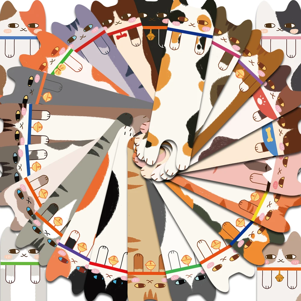 30PCS kawaii Cat Bookmarks Decorative Girls Graffiti Book Club Skateboard Art Picture Students irregular Book Students Bookmark