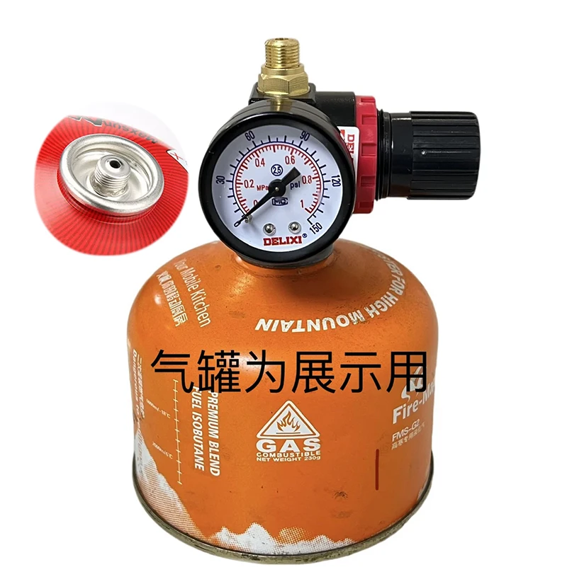 Regulador de Presión para Cilindros de Gas Planos para Estufas de Gas de Exterior, Válvula de Alivio, Adaptador y Accesorios para Botellas de Gas de Gran Altitud