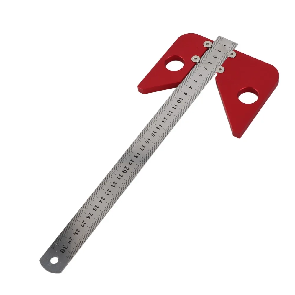 

Aluminum Alloy Circle Center Finder Detachable Ruler Square Center Scribe 45/90 Degree Red Center Finder Tool