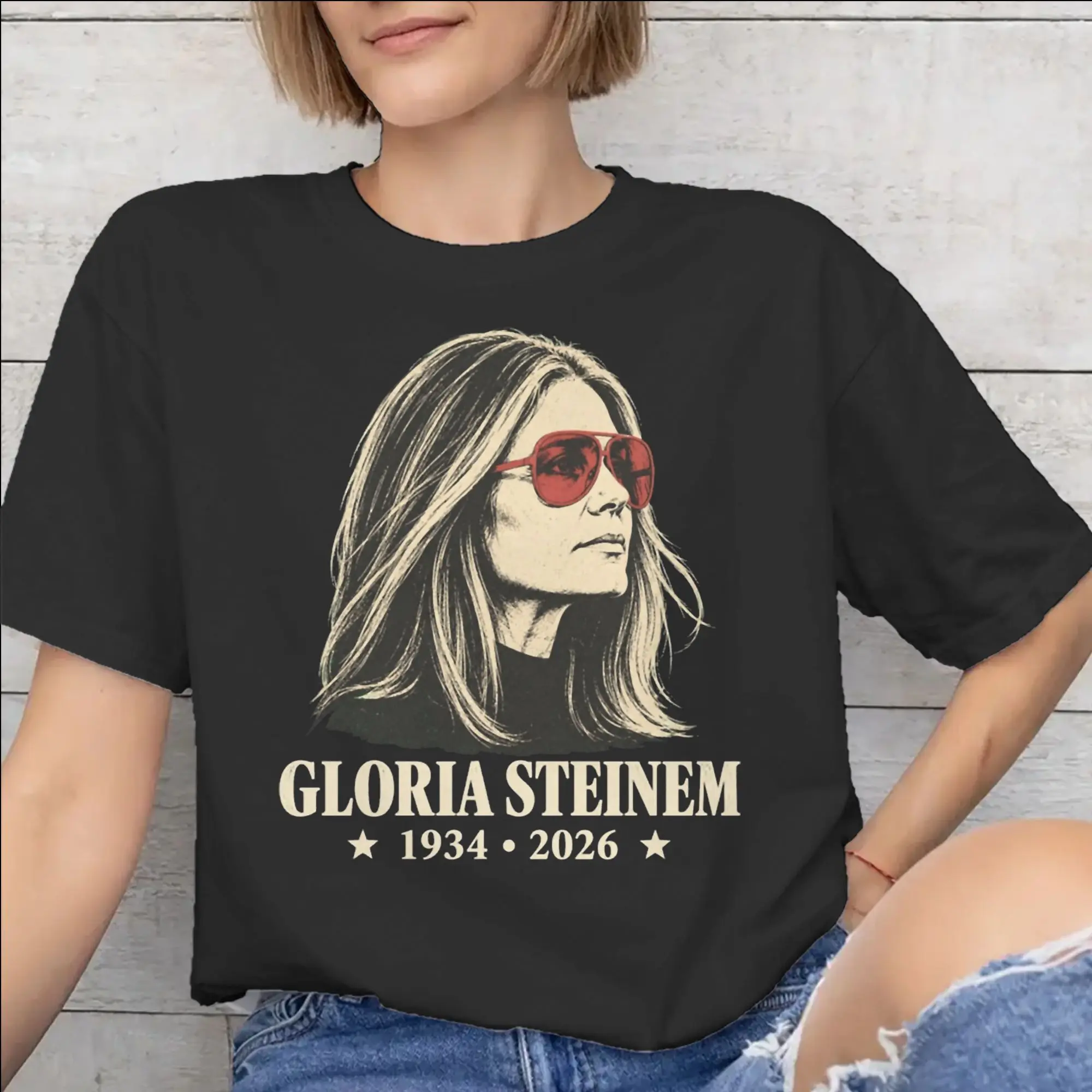 Men Women Graphic RIP Gloria Steinem  T Shirt Tee Cotton  T-shirts Clothing
