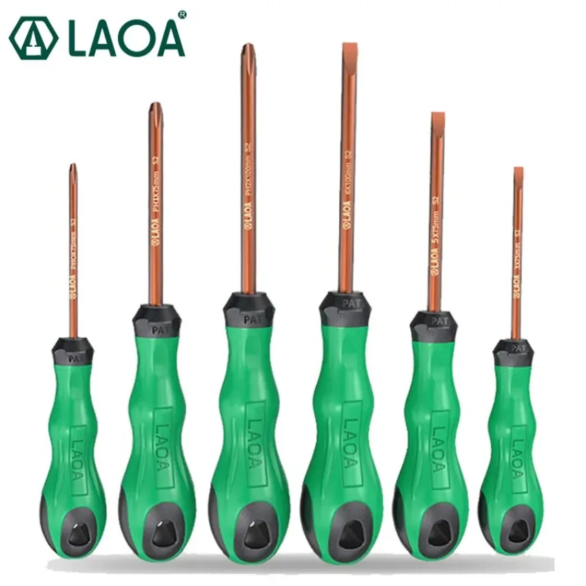 LAOA 6pcs Screwdriver Sets S2 Alloy Steel Phillips Head Maintenance Cross Screwdriver Household Hardware Tools with Magnetic