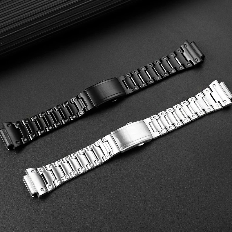 Solid stainless steel strap Bezel case For Casio G-SHOCK DW-H5600 Bluetooth heart rate watchband modified small block bracelet