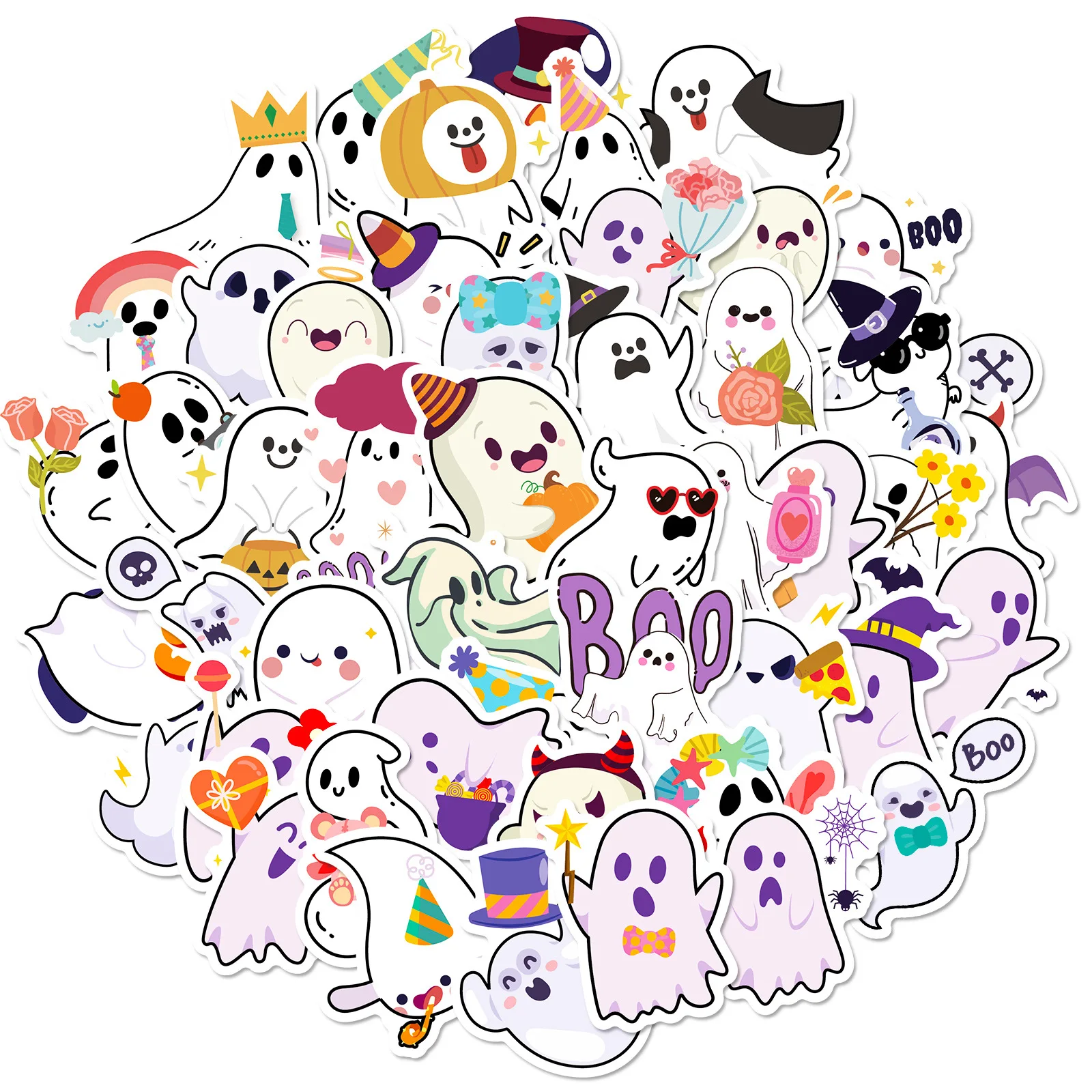 50pcs Cute Ghost Series Graffiti Stickers for Mobile Phones Laptops Helmets Skateboard Decoration Stickers DIY Toys